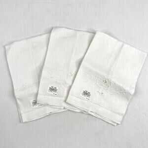3 New White Eyelet Floral Guest Towels/Napkins